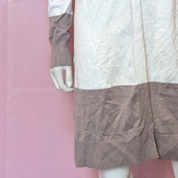 Three Tone Color Block Longline Open Front Cardigan Sweater size Large - Picture 3 of 7